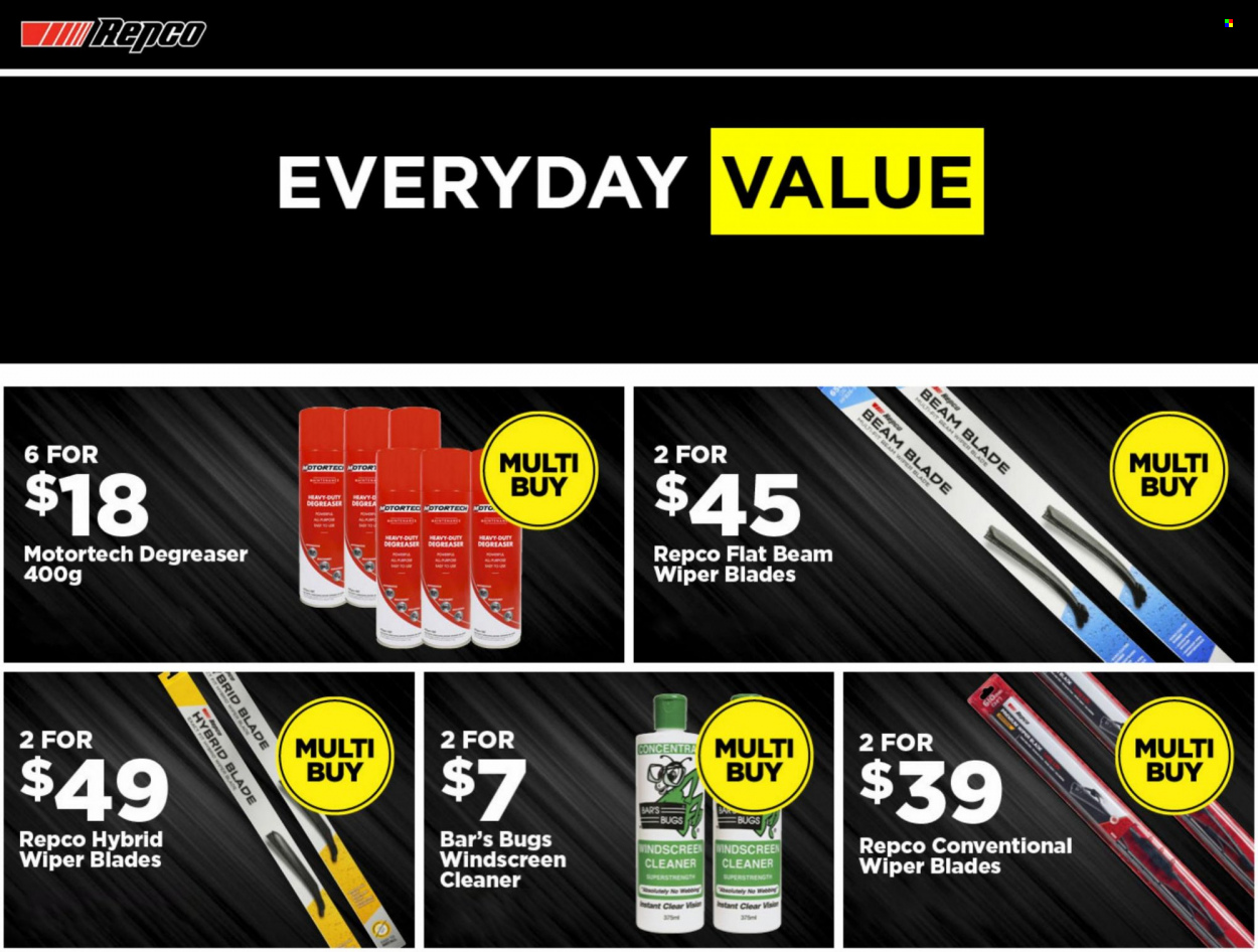 Repco mailer - 17.01.2022 - 30.06.2022 - Sales products - cleaner, wiper blades, degreaser. Page 1.