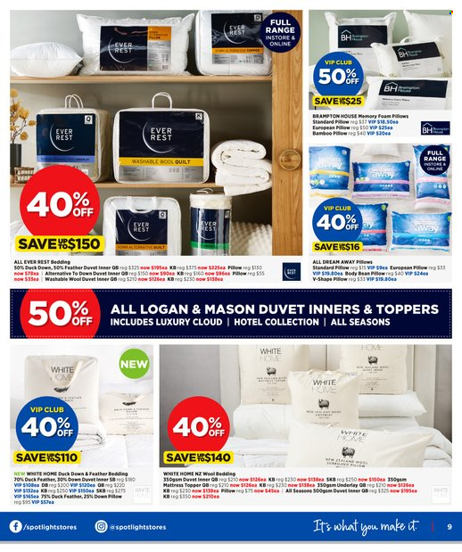 Spotlight mailer - 11.05.2022 - 29.05.2022 - Sales products - bedding, duvet, topper, pillow, quilt, wool quilt, mattress protector. Page 9.