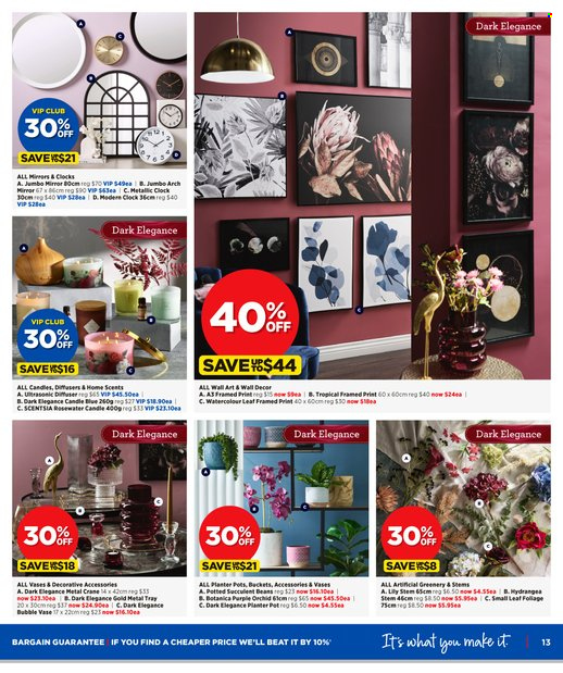 Spotlight mailer - 11.05.2022 - 29.05.2022 - Sales products - clock, tray, pot, watercolour, candle, mirror, wall decor, vase, succulent. Page 13.