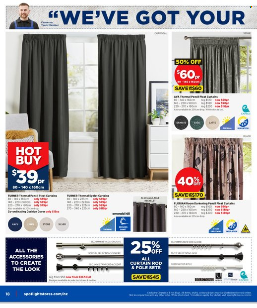 Spotlight mailer - 11.05.2022 - 29.05.2022 - Sales products - pencil, cushion, curtains, curtain rod. Page 18.