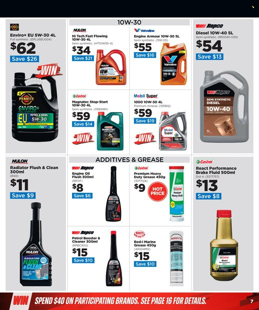 Repco mailer - 15.06.2022 - 30.06.2022 - Sales products - cleaner, Nulon, Penrite, Mobil, motor oil, Valvoline, Castrol, Engine Armour, brake fluid. Page 7.