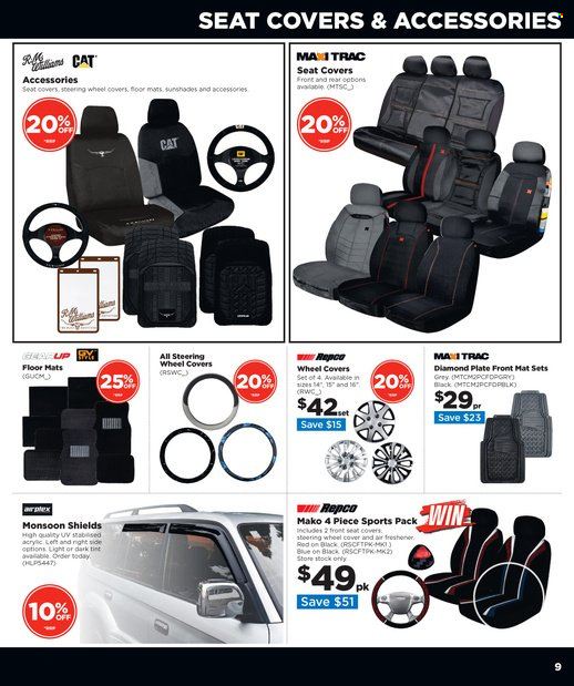 Repco mailer - 15.06.2022 - 30.06.2022 - Sales products - plate, car seat cover, air freshener, wheel covers. Page 9.