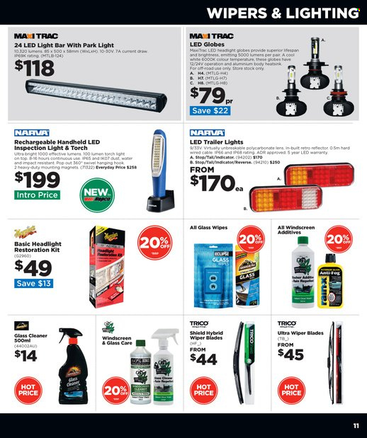 Repco mailer - 15.06.2022 - 30.06.2022 - Sales products - wipes, cleaner, glass cleaner, hạndheld, trailer, LED light, lighting, headlamp, wiper blades, Eclipse, torch. Page 11.