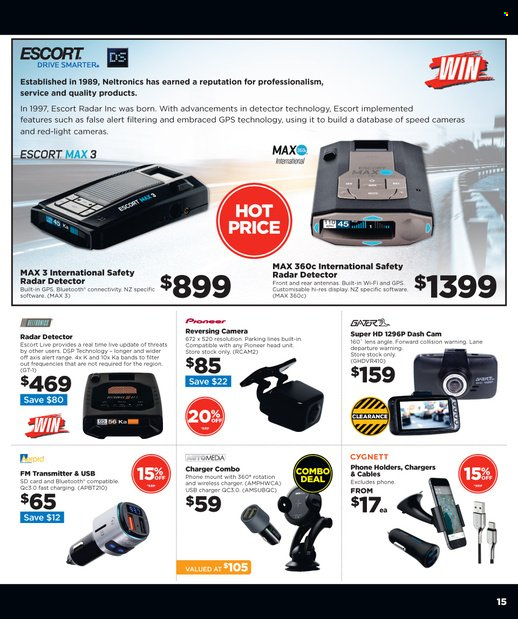 Repco mailer - 15.06.2022 - 30.06.2022 - Sales products - camera, dashboard camera, memory card, wireless charger, usb charger, Pioneer, FM transmitter, reversing camera, mobile phone holder. Page 15.