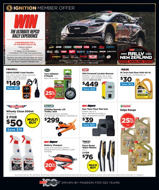 Repco mailer - 15.06.2022 - 30.06.2022 - Sales products - trolley, battery charger, vehicle, Foxwell, wiper blades, Nulon, Castrol. Page 16.