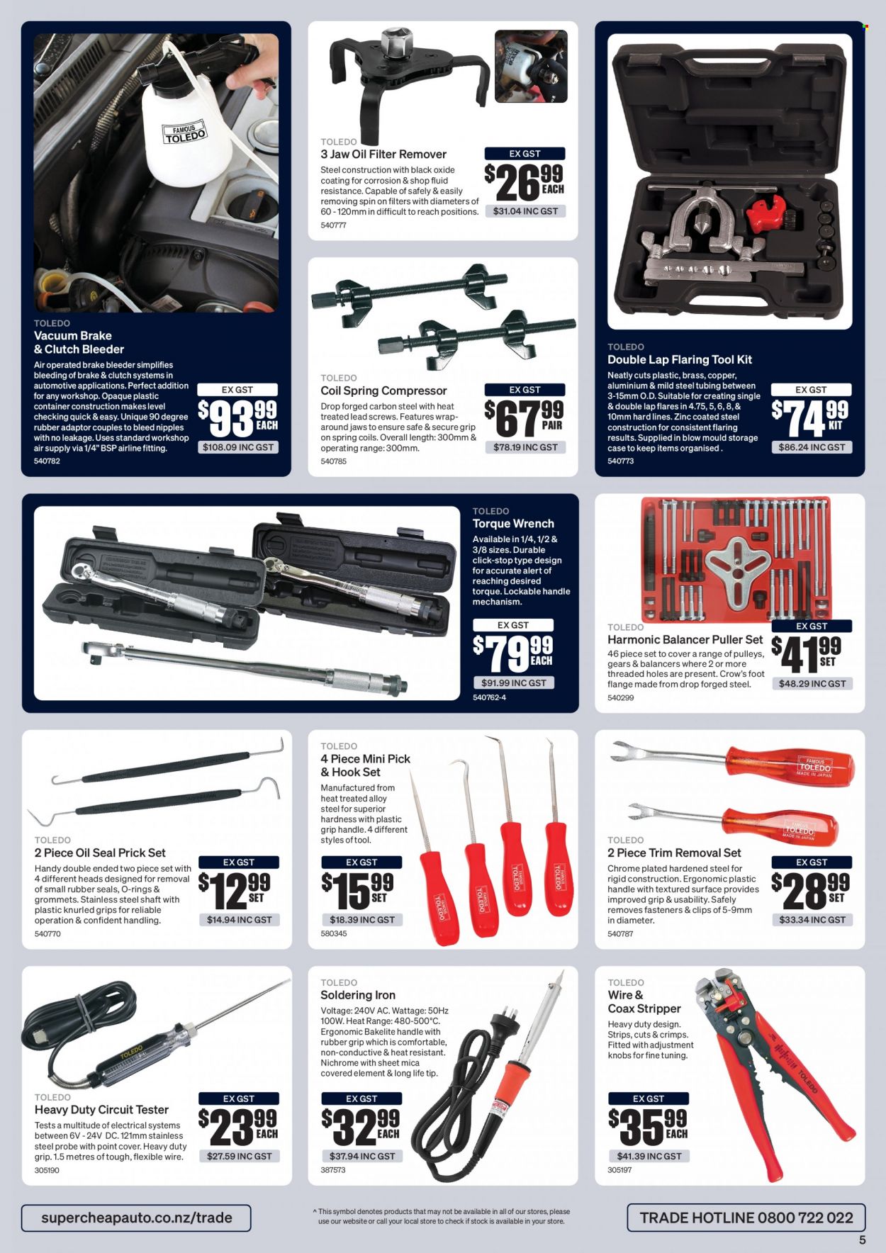 SuperCheap Auto mailer - 11.04.2023 - 12.06.2023 - Sales products - hook, compressor, container, wrench, tool set, torque wrench, air compressor, soldering iron, o-rings, oil filter. Page 5.