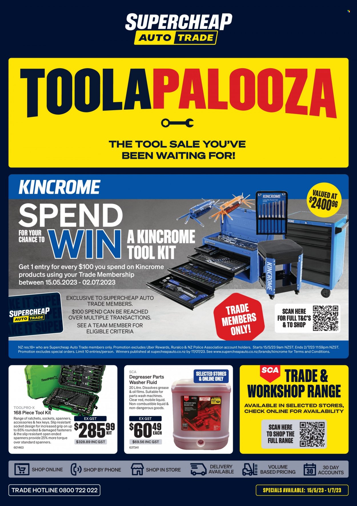 SuperCheap Auto mailer - 15.05.2023 - 01.07.2023 - Sales products - tool set, degreaser, washer fluid. Page 1.