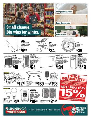 Bunnings Warehouse catalogue - Small Change. Big Wins for Winter.