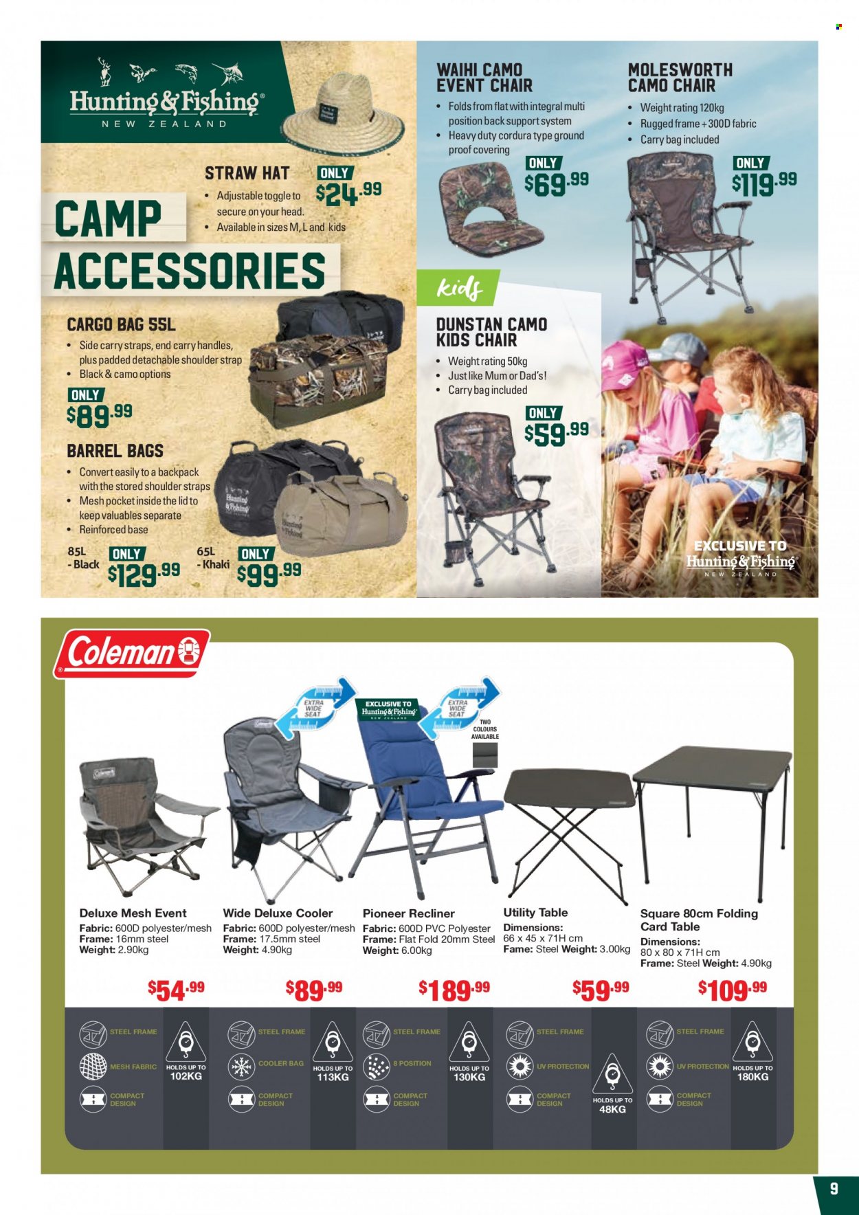 Hunting & Fishing mailer - Sales products - lid, straw, cooler bag. Page 9.