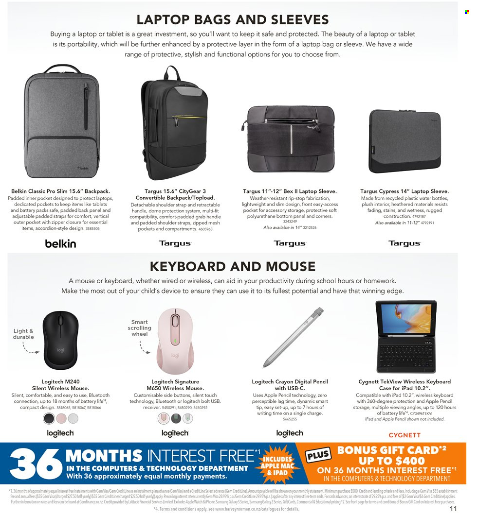 thumbnail - Harvey Norman mailer - 01.11.2023 - 28.12.2023 - Sales products - Samsung Galaxy, pencil, Samsung, iPhone, Samsung Galaxy S, smartphone, Samsung Galaxy Z, Apple Watch, smart watch, Apple Pencil, Logitech, mouse, receiver, keyboard, laptop bag. Page 11.