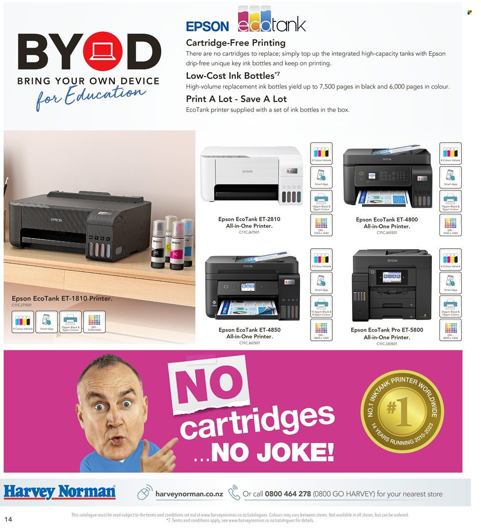 thumbnail - Harvey Norman mailer - 01.11.2023 - 28.12.2023 - Sales products - Epson, all-in-one printer, printer. Page 14.
