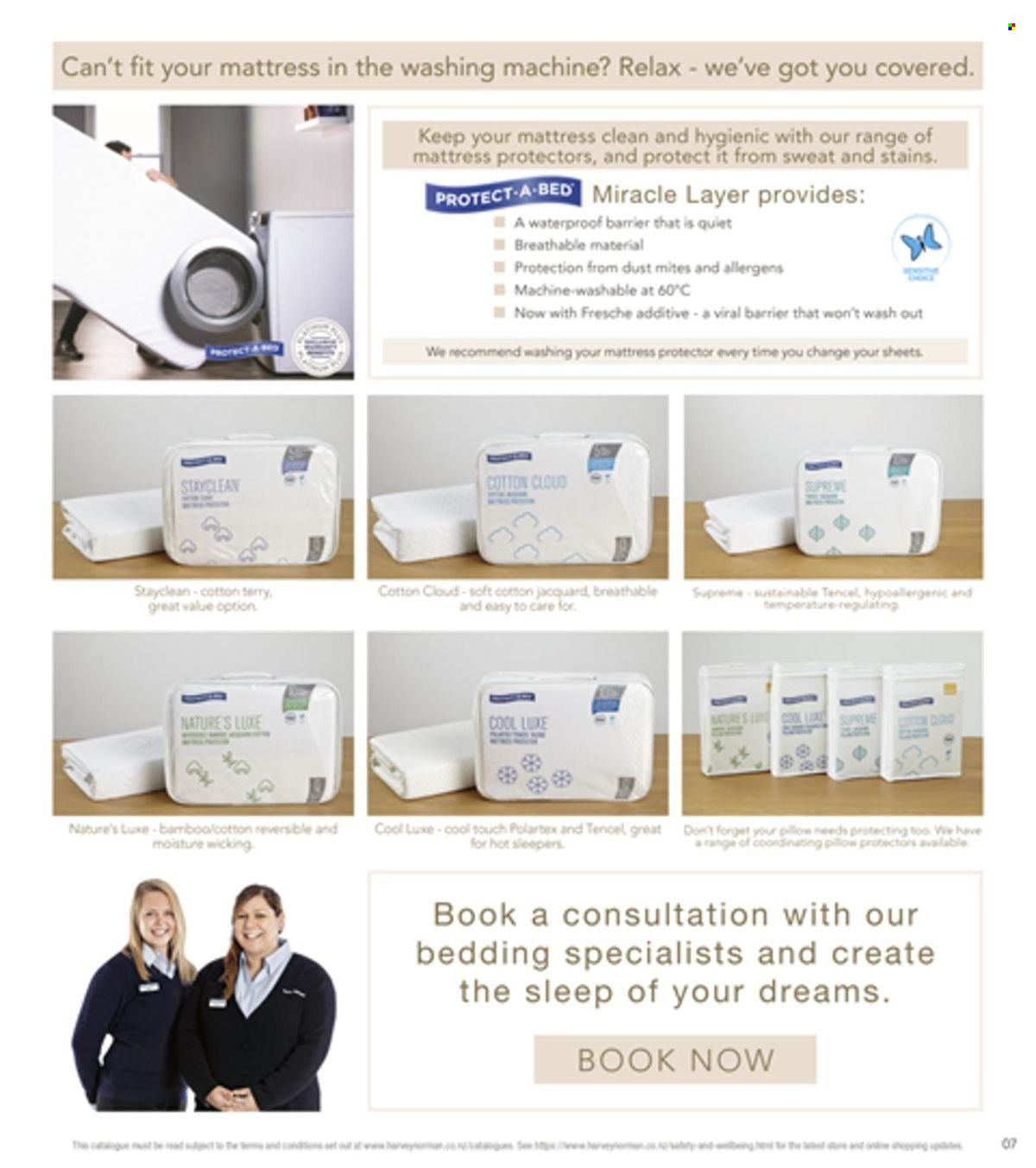 thumbnail - Harvey Norman mailer - 01.09.2023 - 31.08.2024 - Sales products - bed, mattress protector, bedding, pillow, Protect-A-Bed, washing machine. Page 7.