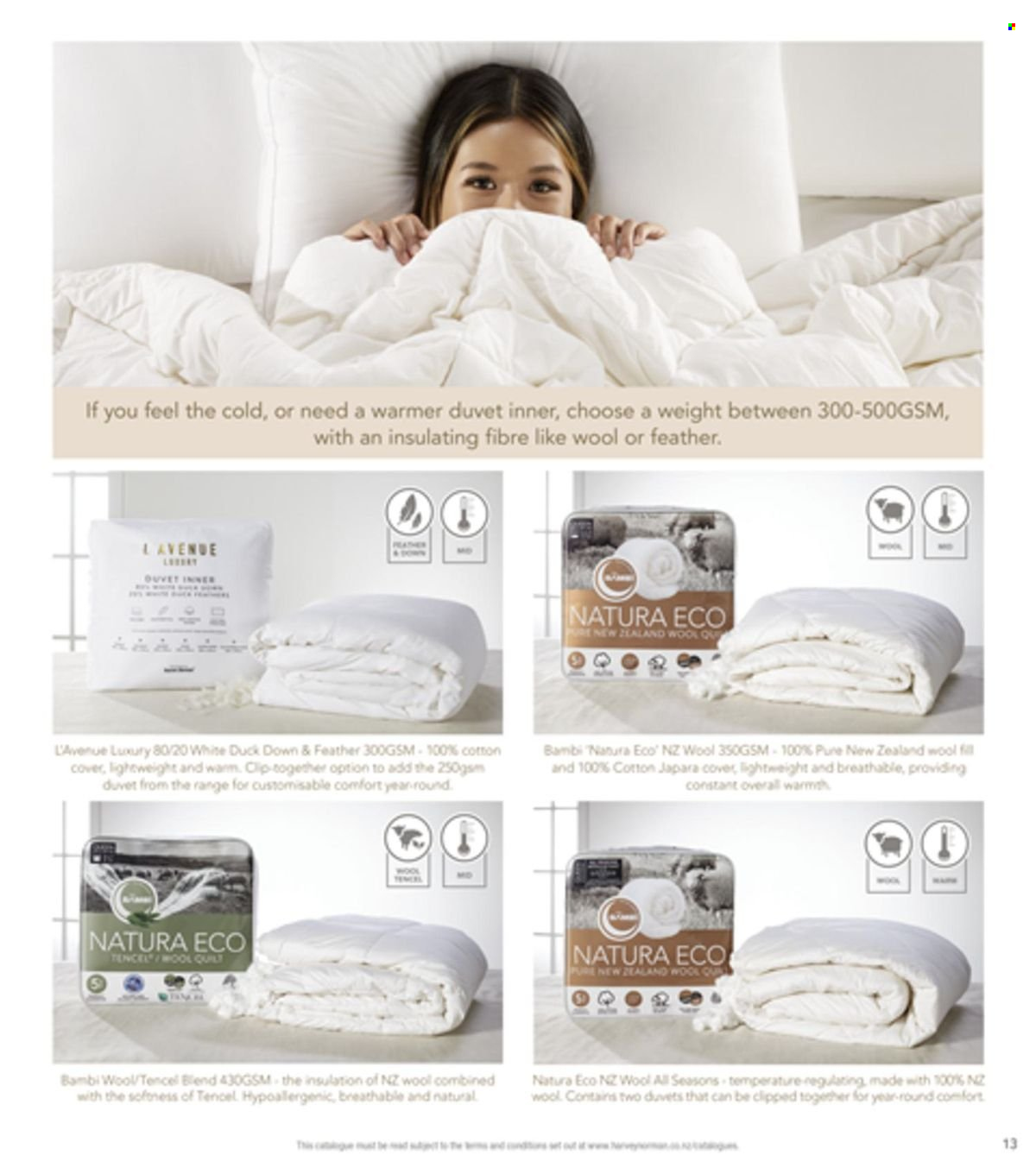thumbnail - Harvey Norman mailer - 01.09.2023 - 31.08.2024 - Sales products - duvet, quilt, wool quilt. Page 13.