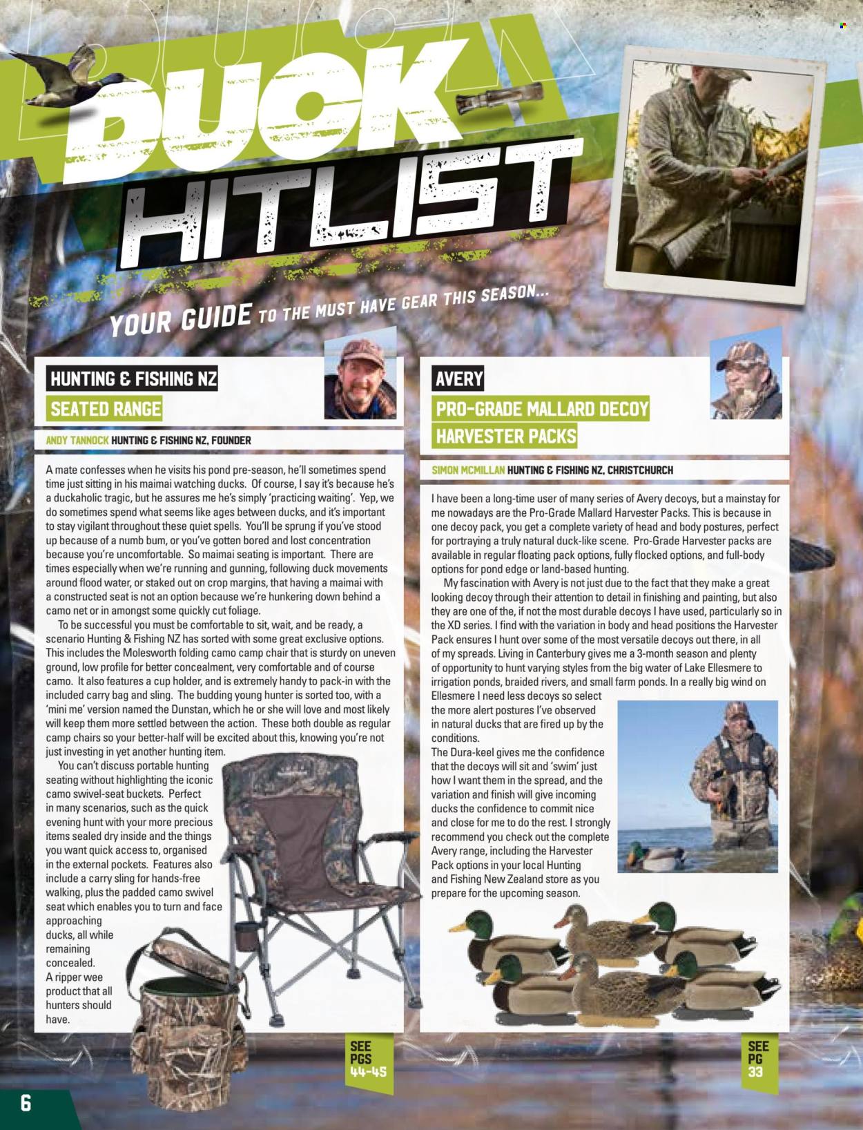 thumbnail - Hunting & Fishing mailer - Sales products - Canterbury, holder, chair, carry bag, Hunter, camping chair, drink holder. Page 6.