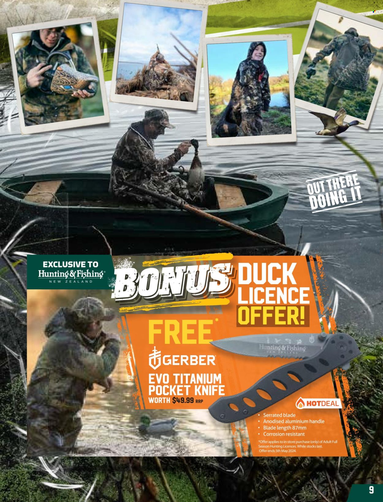thumbnail - Hunting & Fishing mailer - Sales products - knife, Gerber, pocket knife. Page 9.