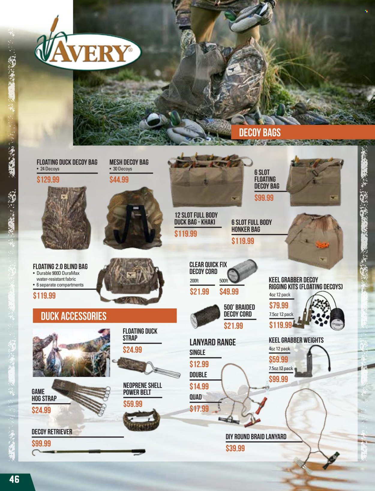 thumbnail - Hunting & Fishing mailer - Sales products - bag, belt, neoprene. Page 46.