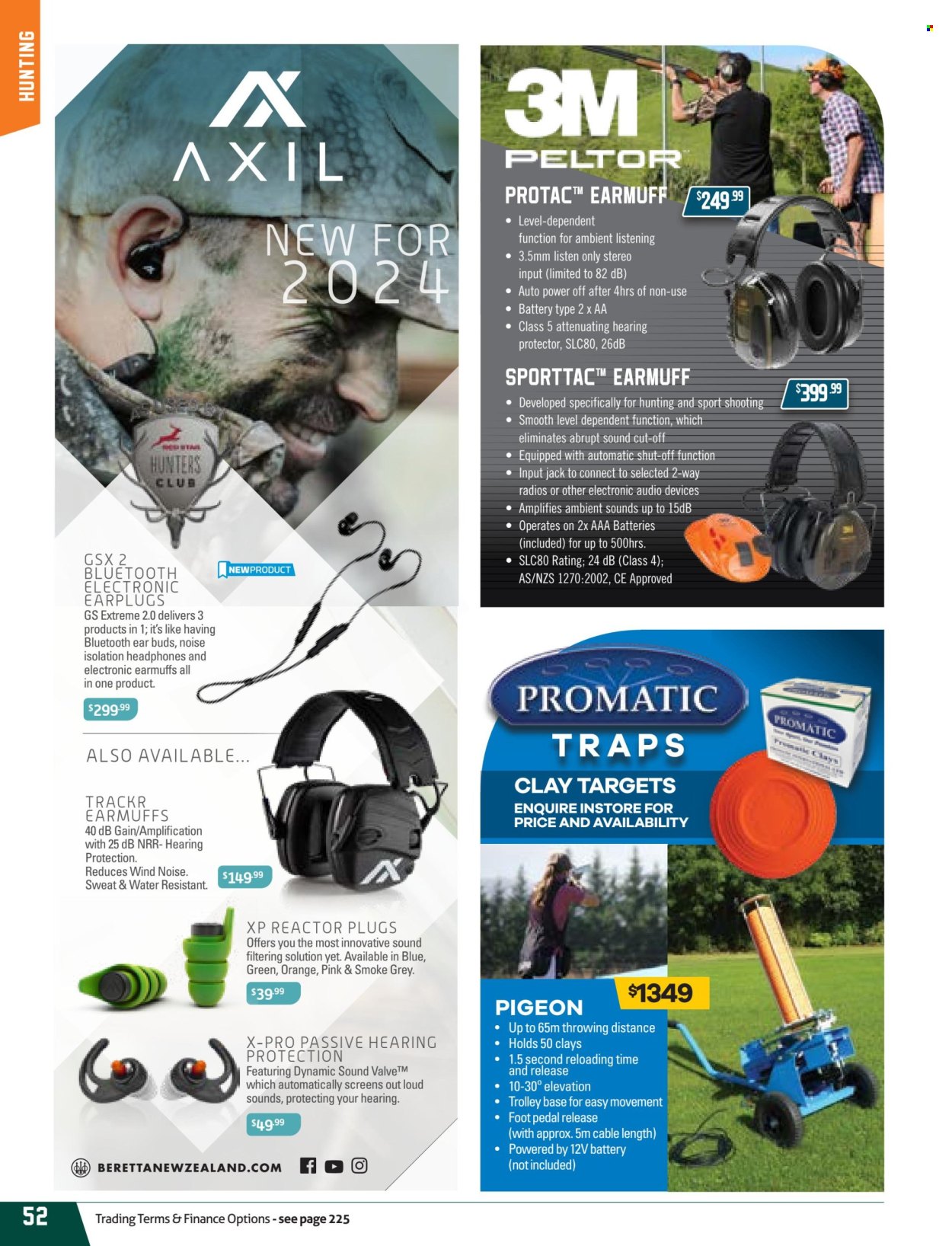 thumbnail - Hunting & Fishing mailer - Sales products - Pigeon, earmuffs, trolley, hearing protection. Page 52.