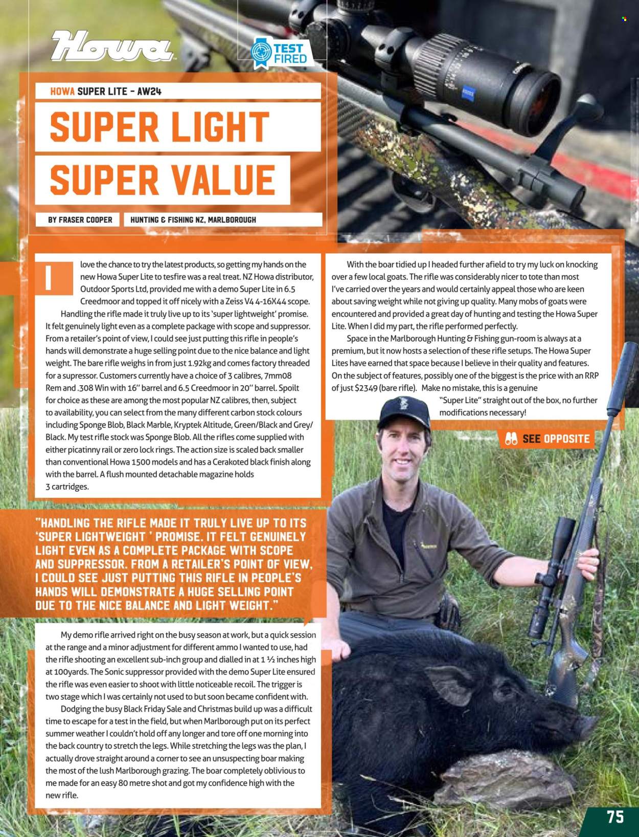 thumbnail - Hunting & Fishing mailer - Sales products - tote, rifle, gun, scope, ammo. Page 75.