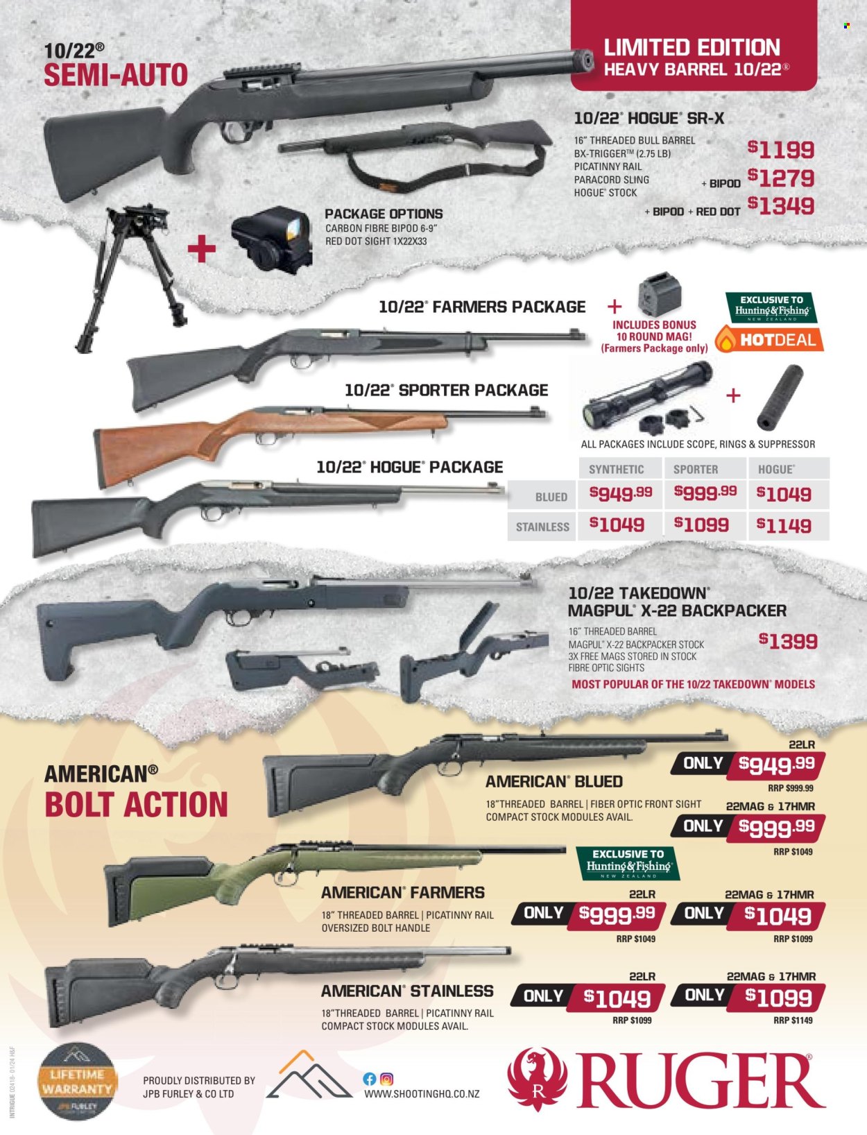 thumbnail - Hunting & Fishing mailer - Sales products - red dot sight, Ruger, bipod, Magpul, scope. Page 123.
