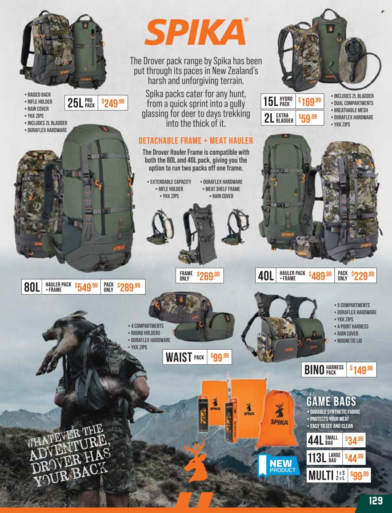 thumbnail - Hunting & Fishing mailer - Sales products - lid, holder, bag, waist pack, rifle. Page 129.