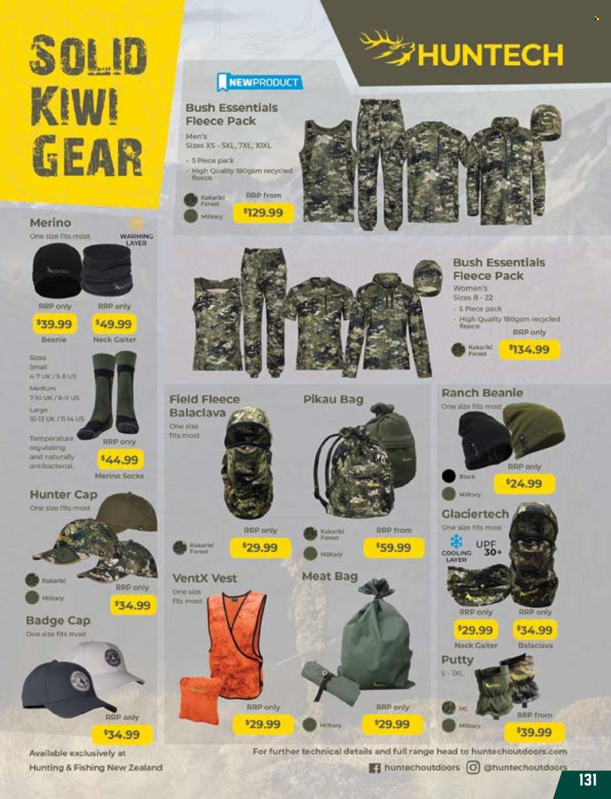 thumbnail - Hunting & Fishing mailer - Sales products - vest, socks, beanie, cap, bag, Hunter. Page 131.