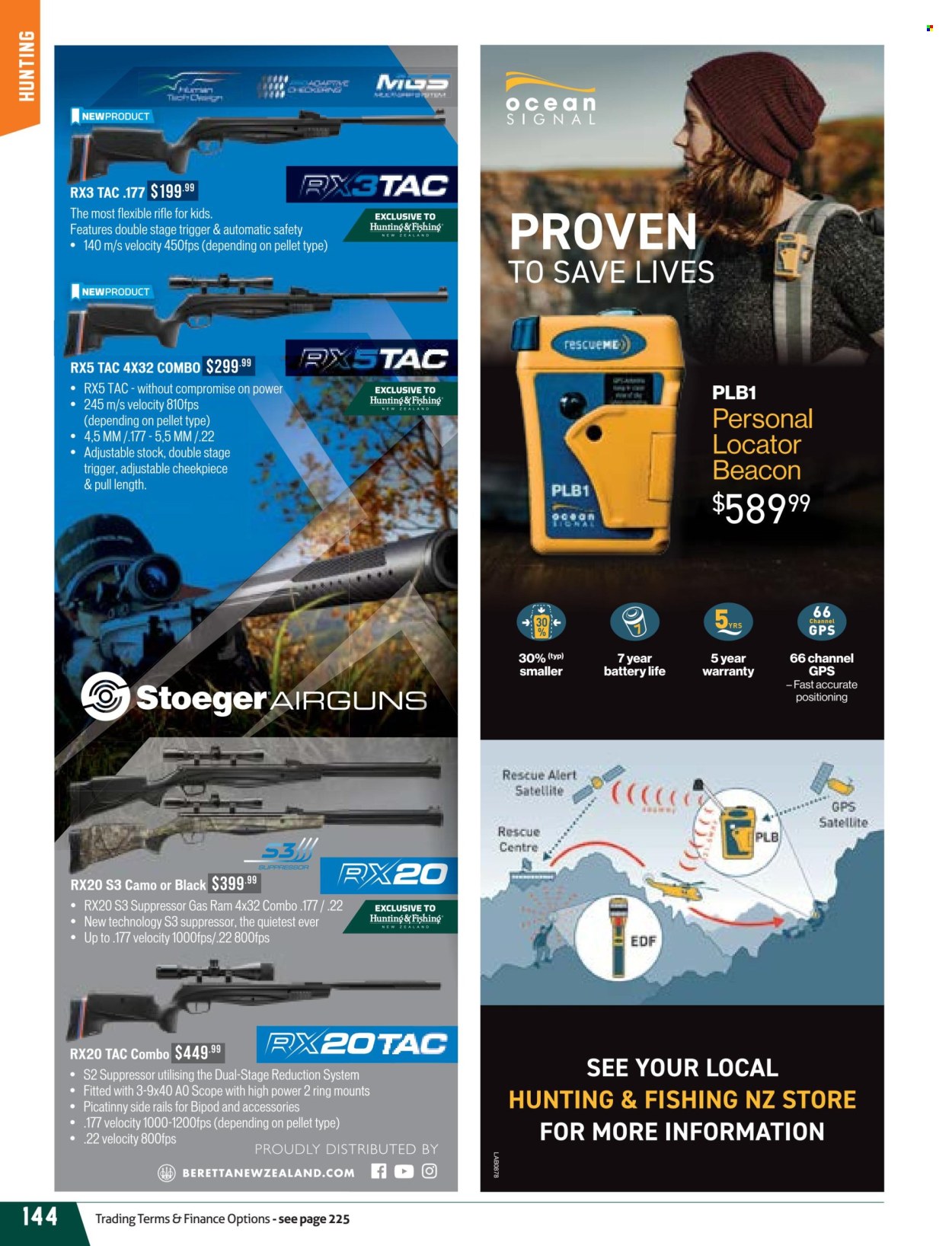 thumbnail - Hunting & Fishing mailer - Sales products - rifle, bipod, Stoeger, scope. Page 144.