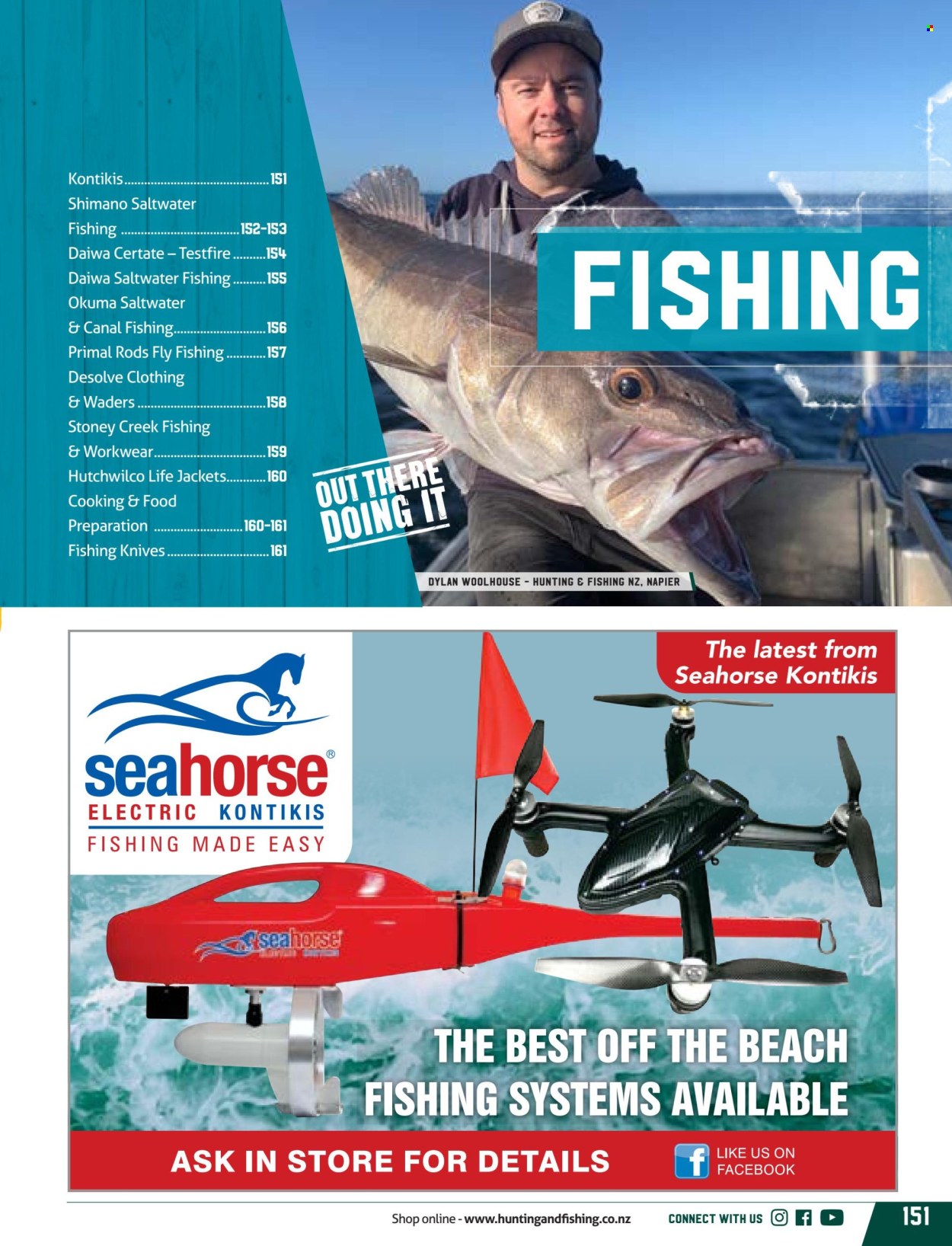 thumbnail - Hunting & Fishing mailer - Sales products - knife, life jacket, Shimano, fishing rod, DAIWA. Page 151.