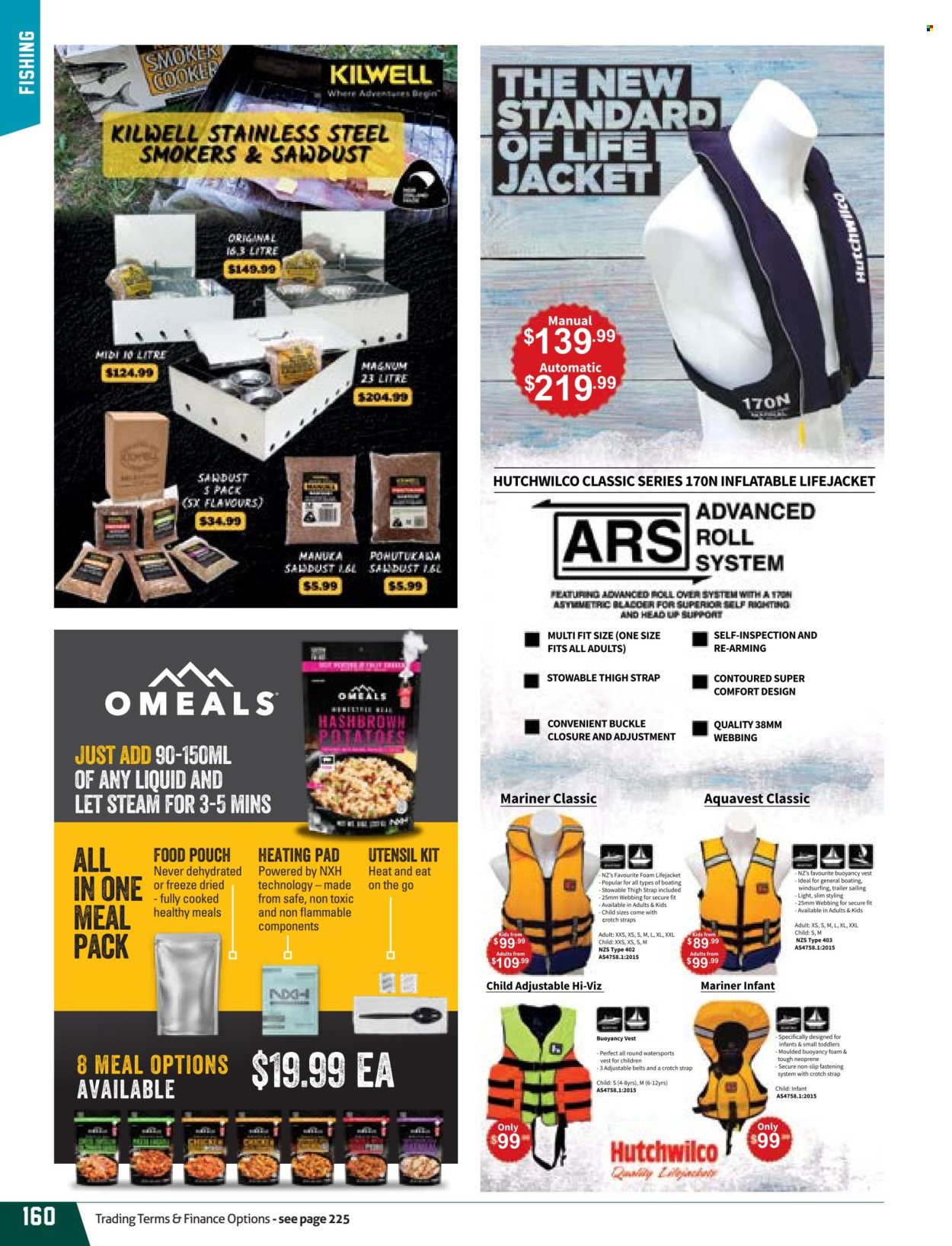 thumbnail - Hunting & Fishing mailer - Sales products - utensils, vest, life jacket, neoprene. Page 160.