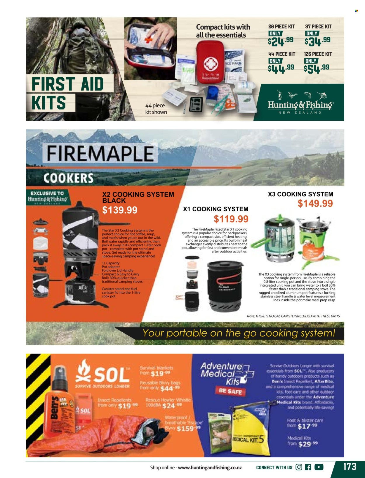 thumbnail - Hunting & Fishing mailer - Sales products - lid, pot, canister, stove, gas canister. Page 173.