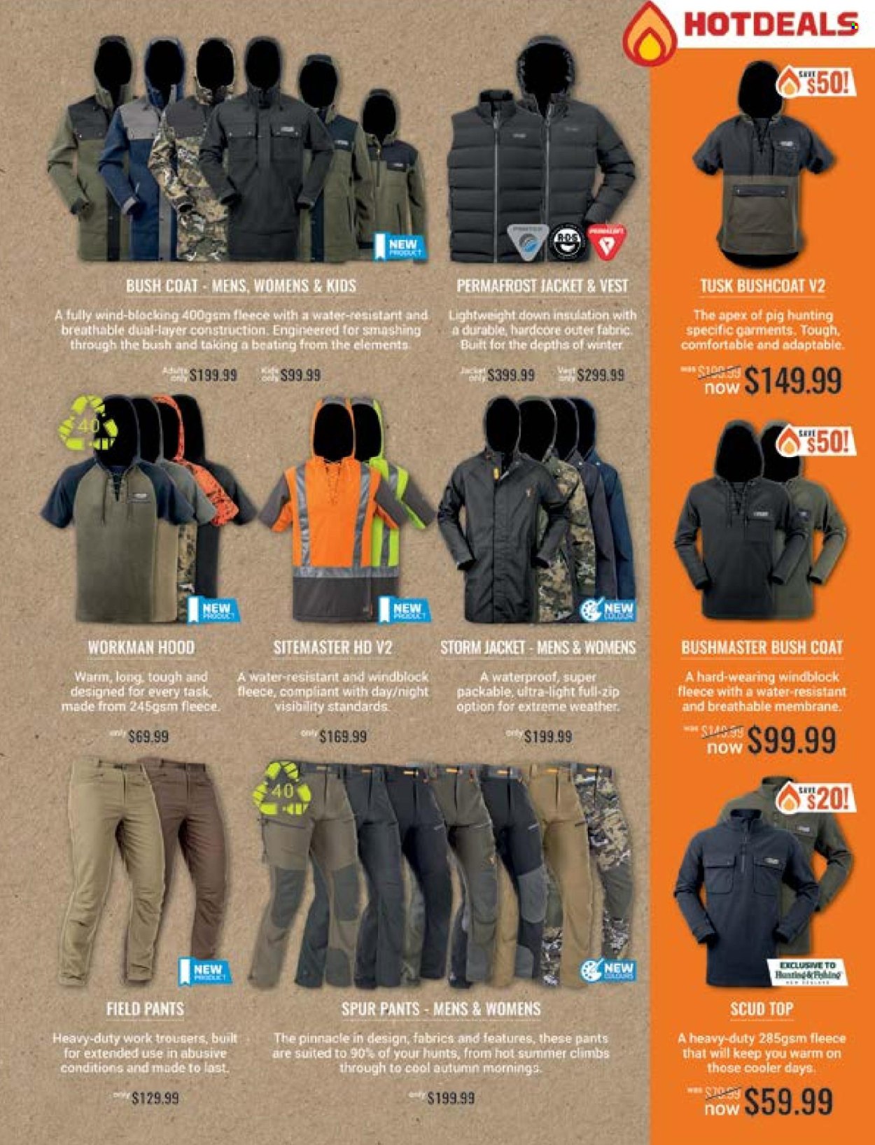 thumbnail - Hunting & Fishing mailer - Sales products - trousers, pants, vest, work pants. Page 205.