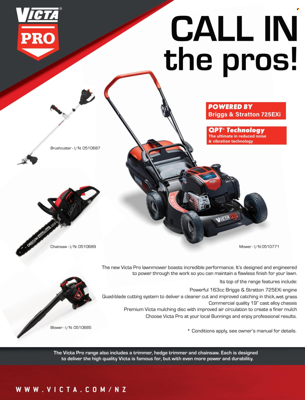 thumbnail - Bunnings Warehouse mailer - Sales products - chain saw, lawn mower, hedge trimmer, blower, garden mulch. Page 44.