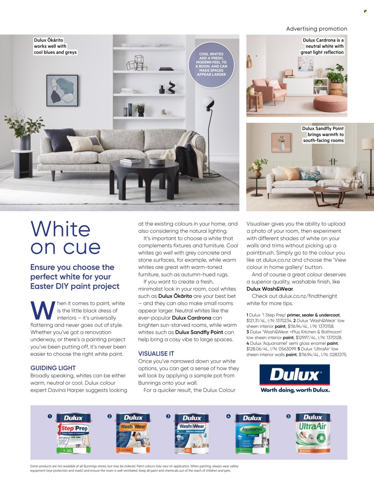 thumbnail - Bunnings Warehouse mailer - Sales products - pot, gloss enamel, Dulux, lighting, rug. Page 61.