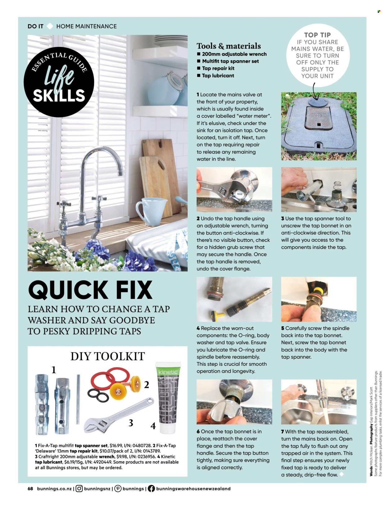 thumbnail - Bunnings Warehouse mailer - Sales products - screw, wrench, spanner, lubricant. Page 68.