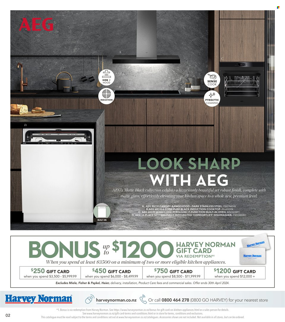 thumbnail - Harvey Norman mailer - 13.03.2024 - 30.04.2024 - Sales products - Sharp, Haier, AEG, Miele, oven, dishwasher, cooktop, induction cooktop, hob. Page 2.