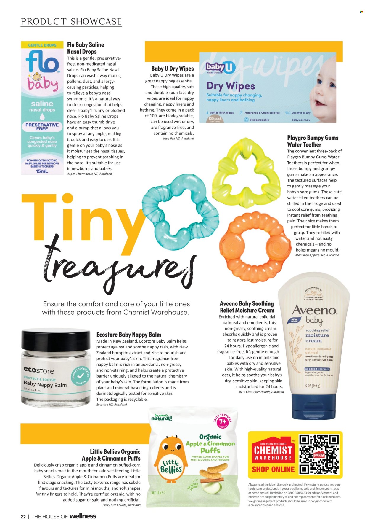 thumbnail - Chemist Warehouse mailer - 01.04.2024 - 30.04.2024 - Sales products - snack, baby snack, wipes, Aveeno, baby balm, tissues, puffs, zinc, nutritional supplement, dietary supplement, vitamins. Page 22.