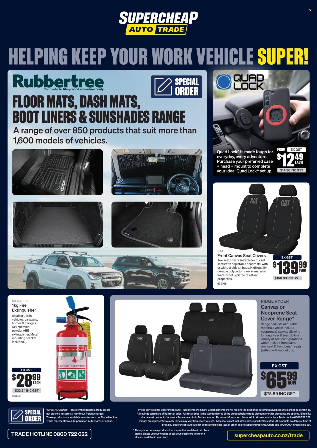 thumbnail - SuperCheap Auto mailer - 19.04.2024 - 17.05.2024 - Sales products - Ridge Ryder, extinguisher, bucket, bench, vehicle, car seat cover, bag. Page 8.