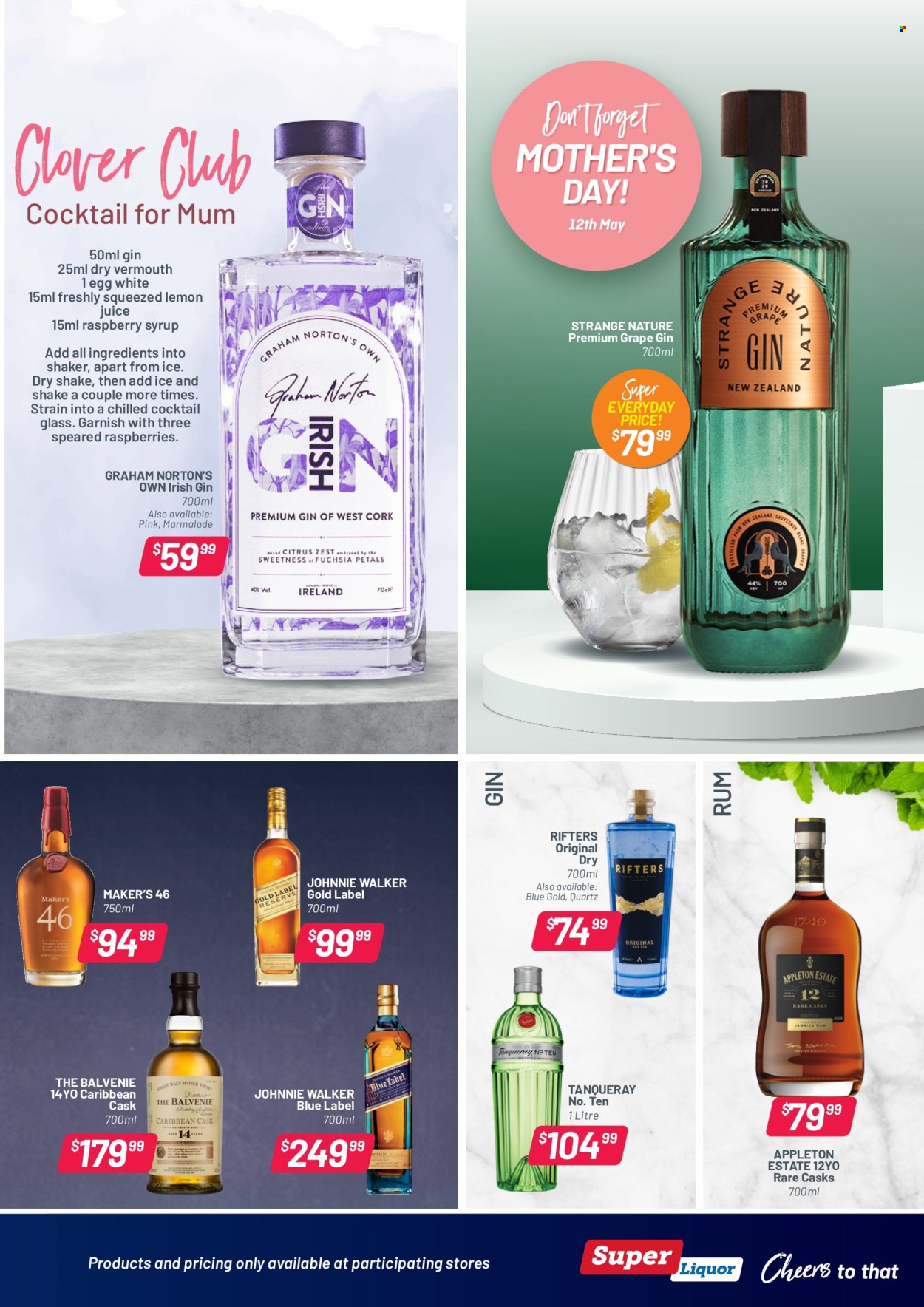 thumbnail - Super Liquor mailer - 22.04.2024 - 12.05.2024 - Sales products - alcohol, gin, rum, Vermouth, Johnnie Walker, cocktail, eggs. Page 5.