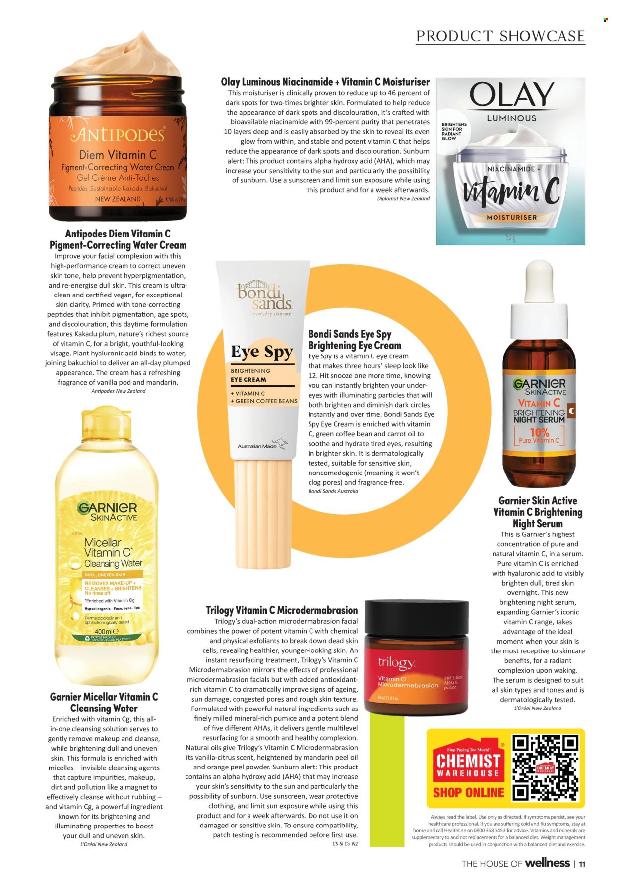 thumbnail - Chemist Warehouse mailer - 01.05.2024 - 31.05.2024 - Sales products - Purity, Garnier, L’Oréal, serum, Olay, eye cream, Bondi Sands, Niacinamide, sunscreen lotion, makeup, nutritional supplement, dietary supplement, vitamins. Page 11.