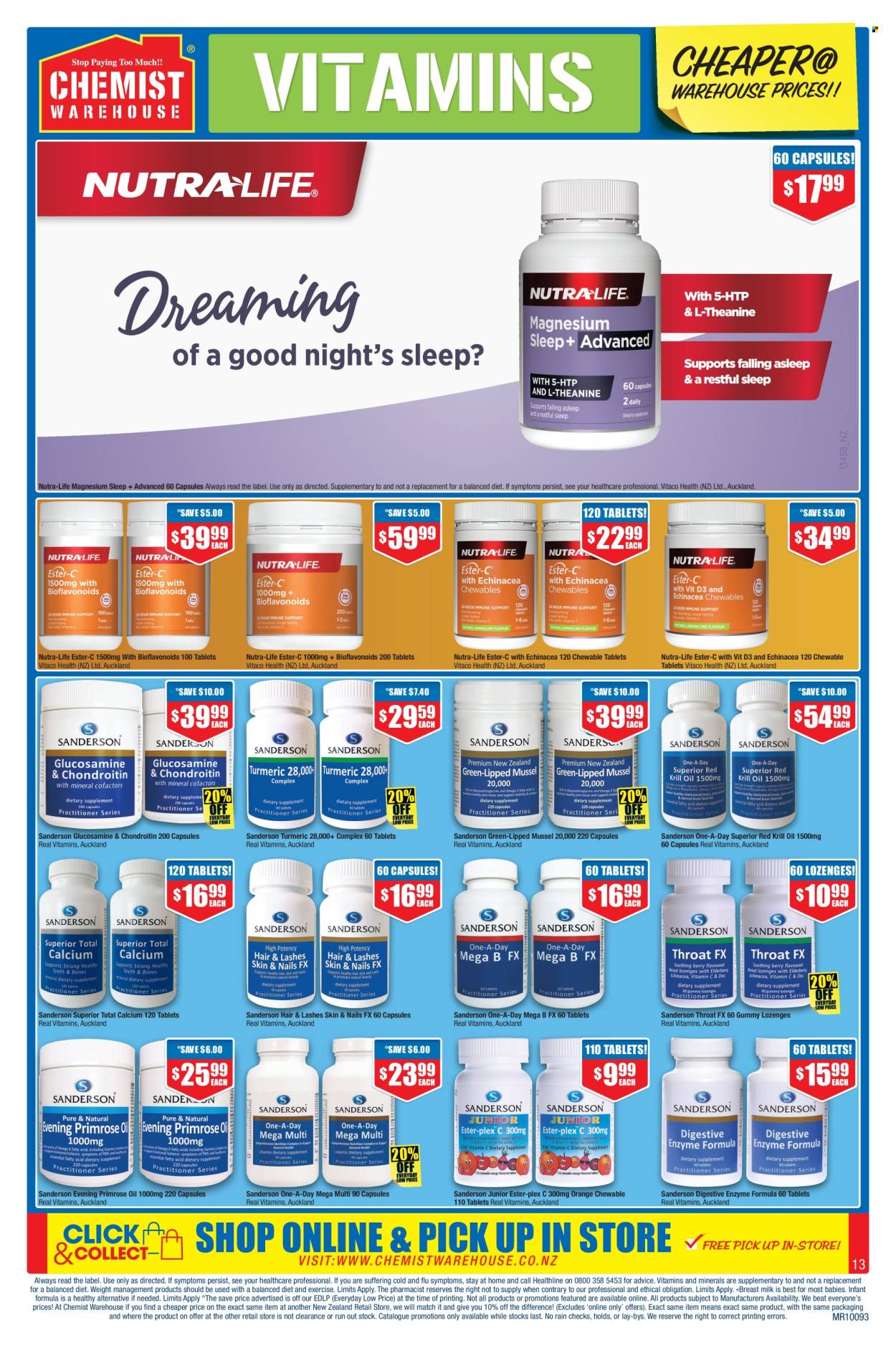 thumbnail - Chemist Warehouse mailer - 18.04.2024 - 12.05.2024 - Sales products - calcium, Ester-c, glucosamine, magnesium, vitamin D3, dietary supplement, vitamins. Page 13.