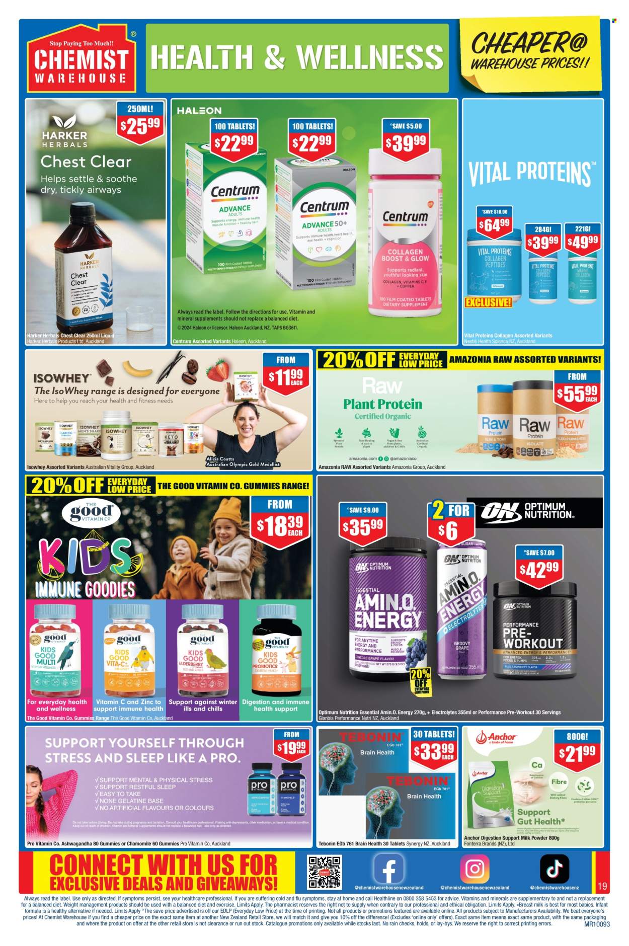 thumbnail - Chemist Warehouse mailer - 18.04.2024 - 12.05.2024 - Sales products - Nestlé, milk powder, Vital Proteins, Centrum, dietary supplement, vitamins. Page 19.