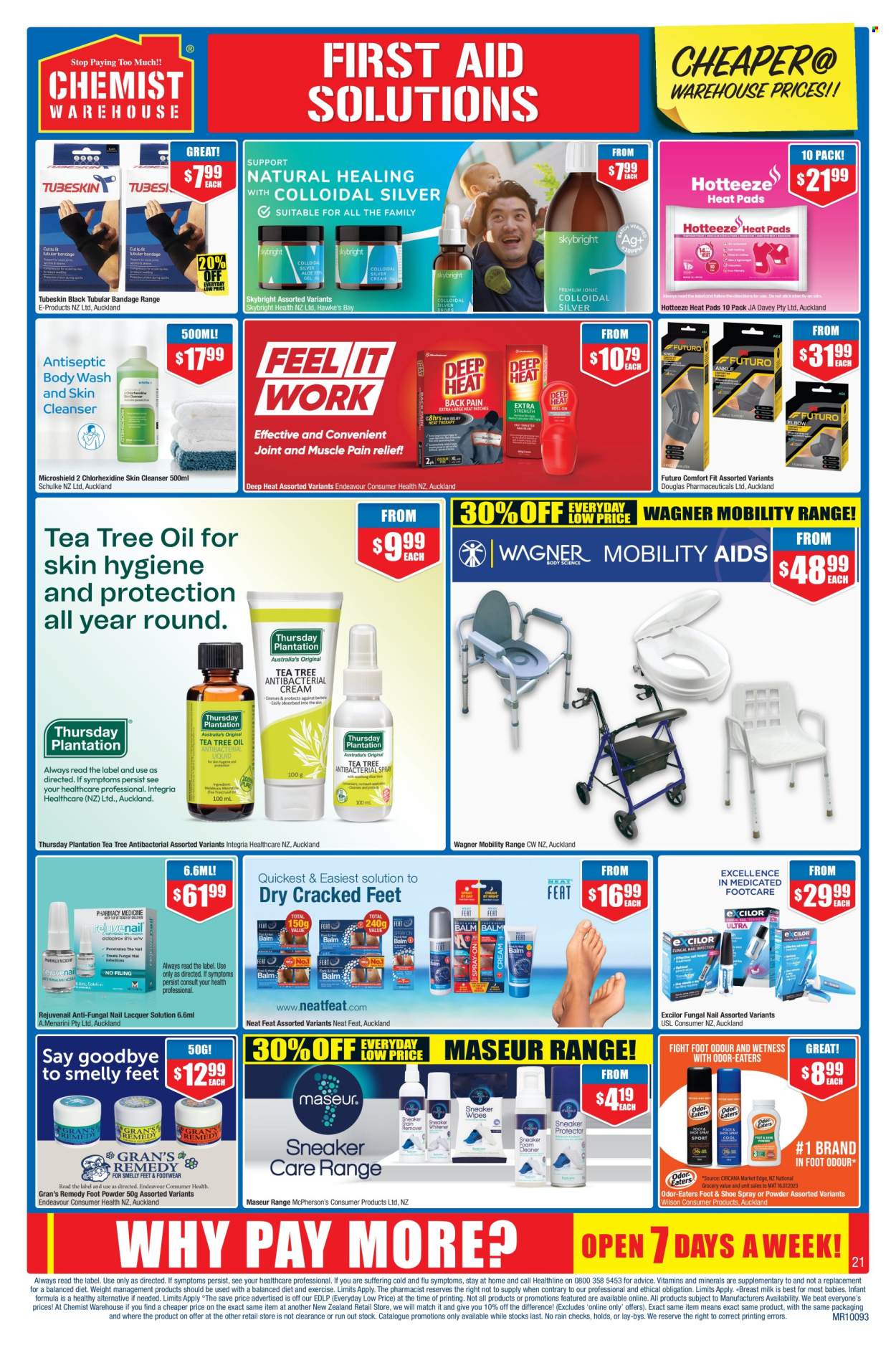 thumbnail - Chemist Warehouse mailer - 18.04.2024 - 12.05.2024 - Sales products - pads, cleanser, skin care product, nail enamel, foot powder, dietary supplement, vitamins, bandage. Page 21.