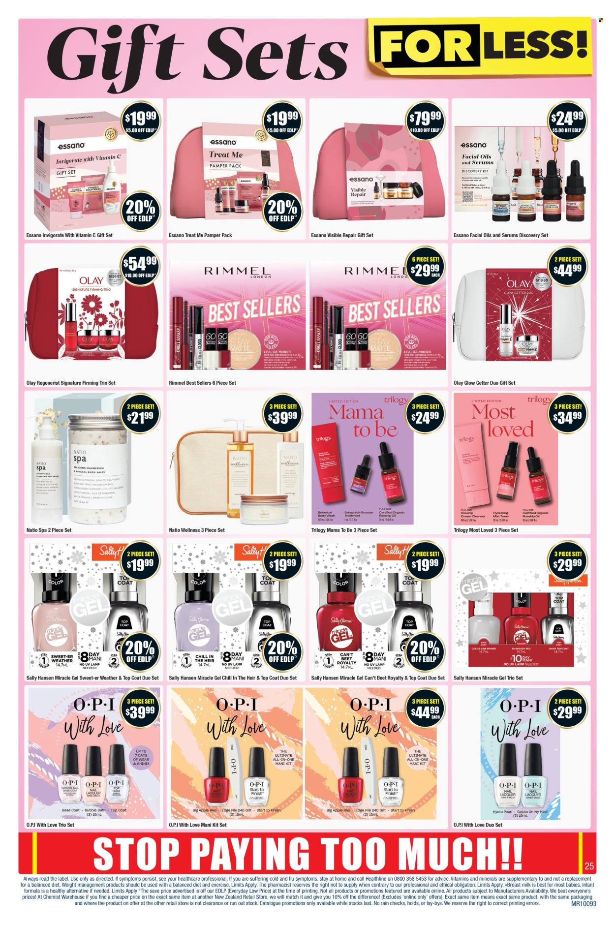 thumbnail - Chemist Warehouse mailer - 18.04.2024 - 12.05.2024 - Sales products - serum, Olay, Essano, fragrance, gift set, Sally Hansen, top coat, Rimmel, dietary supplement, vitamins. Page 25.