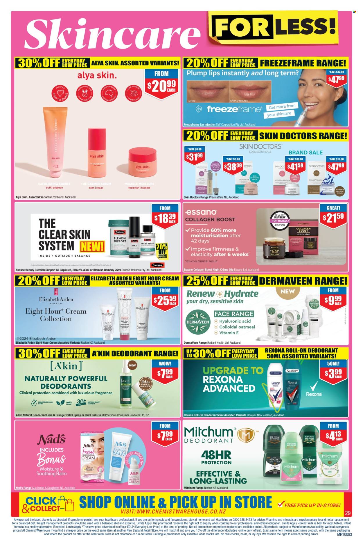 thumbnail - Chemist Warehouse mailer - 18.04.2024 - 12.05.2024 - Sales products - Swisse, Revlon, Essano, Elizabeth Arden, Rexona, roll-on, deodorant, dietary supplement, vitamins. Page 29.