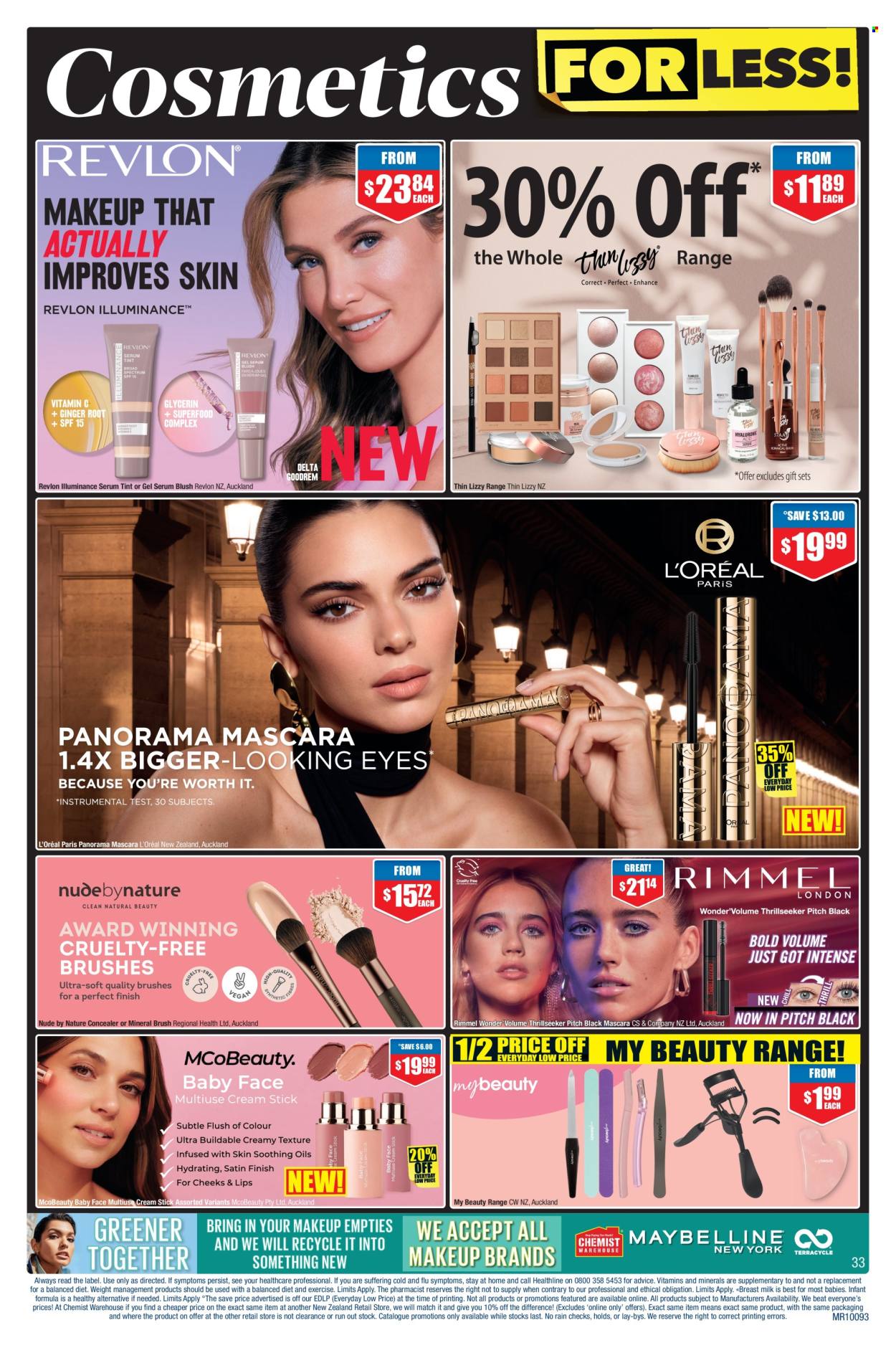 thumbnail - Chemist Warehouse mailer - 18.04.2024 - 12.05.2024 - Sales products - L’Oréal, serum, Revlon, corrector, mascara, Rimmel, Thin Lizzy, dietary supplement, vitamins. Page 33.