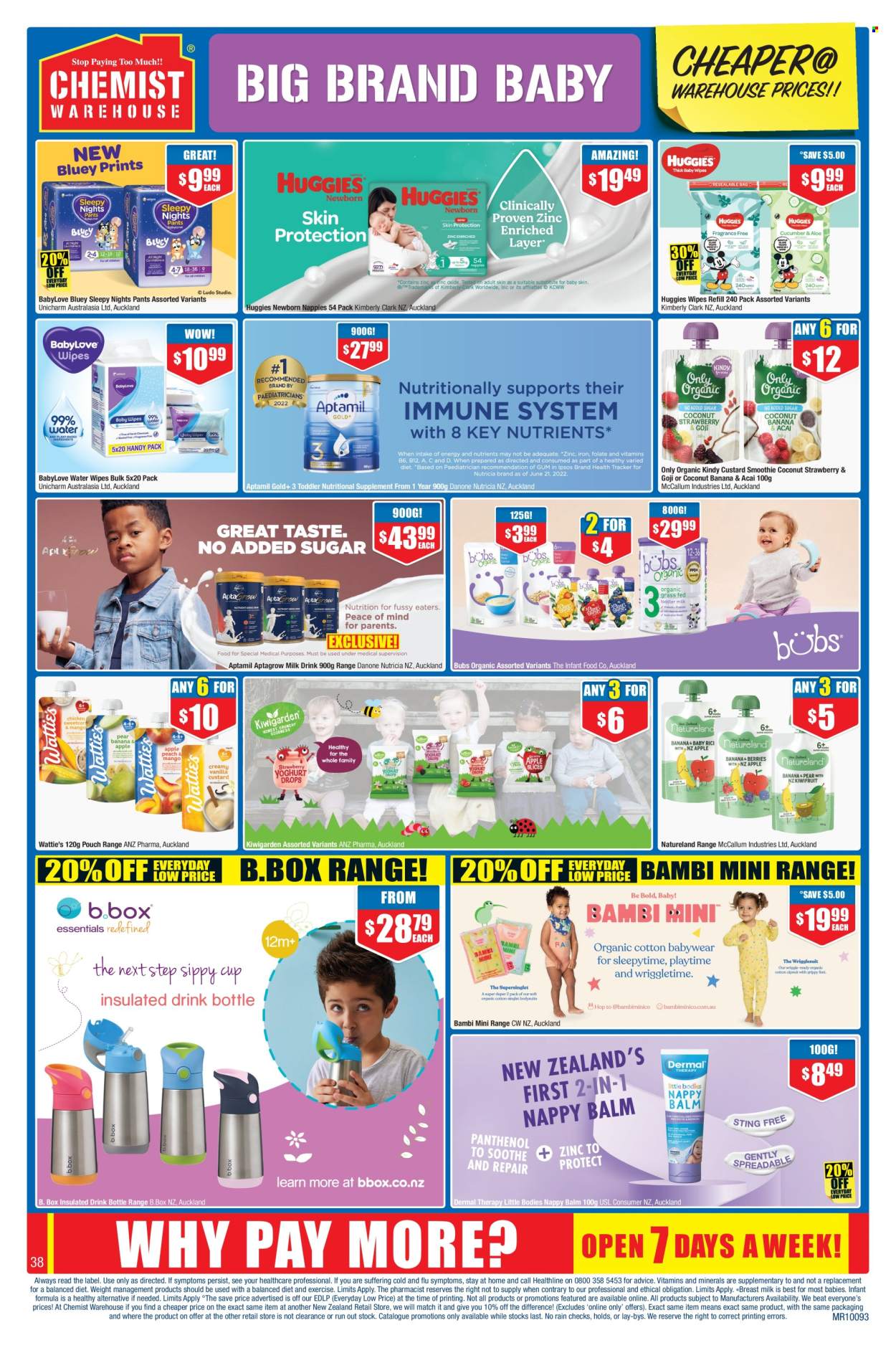 thumbnail - Chemist Warehouse mailer - 18.04.2024 - 12.05.2024 - Sales products - Kiwigarden, wipes, Huggies, pants, baby wipes, nappies, BabyLove, nutritional supplement, dietary supplement, vitamins. Page 38.