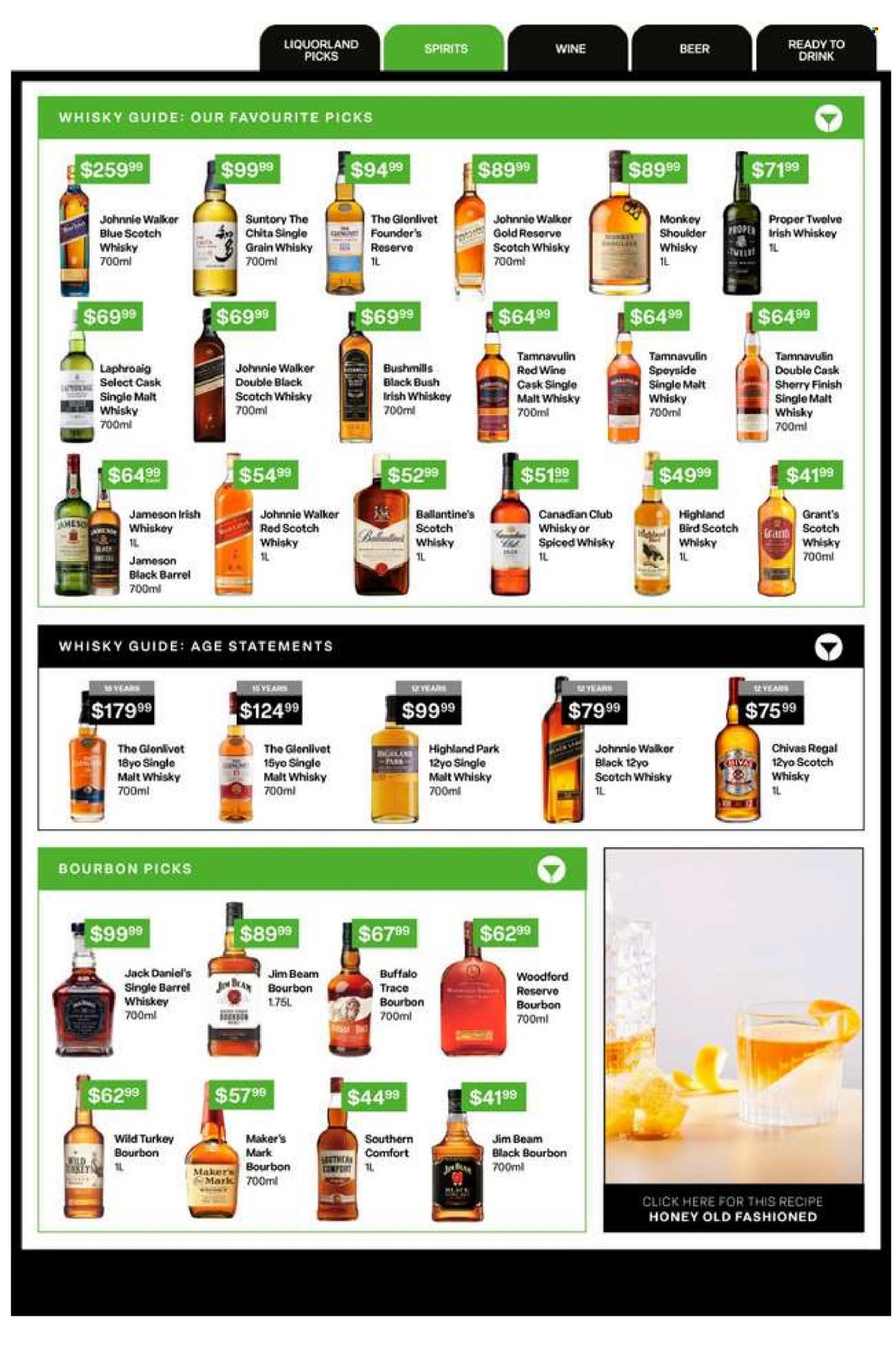 thumbnail - Liquorland mailer - 22.04.2024 - 05.05.2024 - Sales products - wine, alcohol, liqueur, whiskey, irish whiskey, Jack Daniel's, Jameson, Johnnie Walker, Grant's, Chivas Regal, Jim Beam, bourbon whiskey, scotch whisky, whisky, Bushmill's, beer. Page 5.