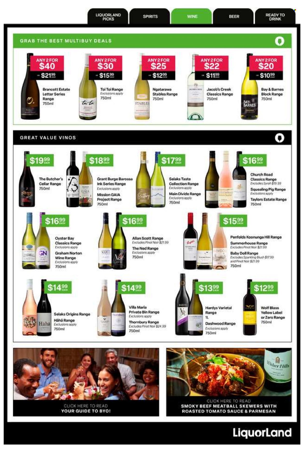 thumbnail - Liquorland mailer - 22.04.2024 - 05.05.2024 - Sales products - Gaia, red wine, wine, alcohol, Jacob's Creek, beer. Page 12.