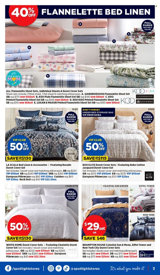 thumbnail - Spotlight mailer - 24.04.2024 - 05.05.2024 - Sales products - storage bag, bedding, linens, pillowcase, flannelette sheets, quilt cover set, bed sheet. Page 3.
