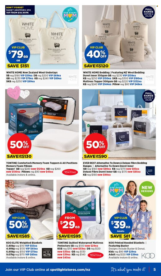 thumbnail - Spotlight mailer - 24.04.2024 - 05.05.2024 - Sales products - pillow, bedding, blanket, duvet, mattress protector, foam pillow. Page 5.