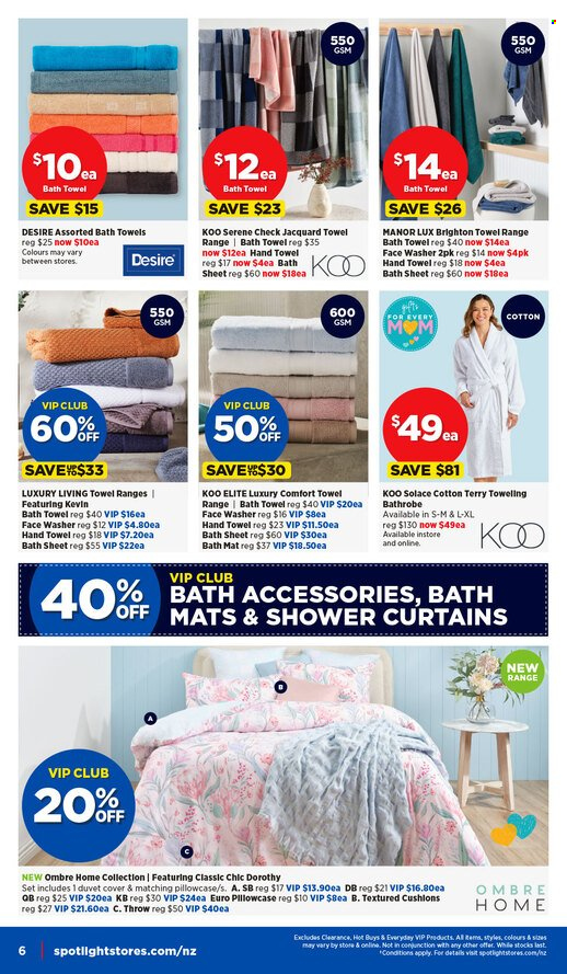 thumbnail - Spotlight mailer - 24.04.2024 - 05.05.2024 - Sales products - shower curtain, blanket, cushion, pillowcase, curtain, bath mat, bath towel, towel, hand towel, bath sheet. Page 6.